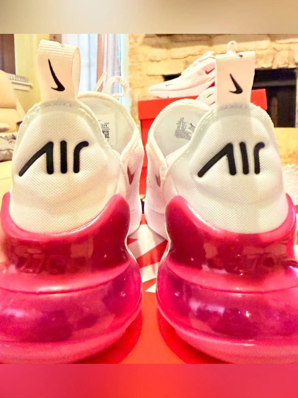 Nike Air Max 270GS Women's White Sneakers with Pink Air Unit